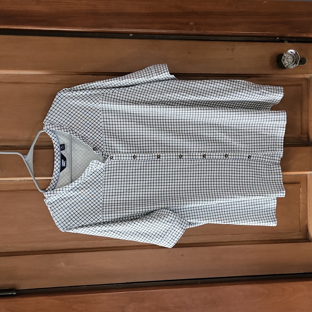 Lands' End 3X checkered button down top jersey shirt